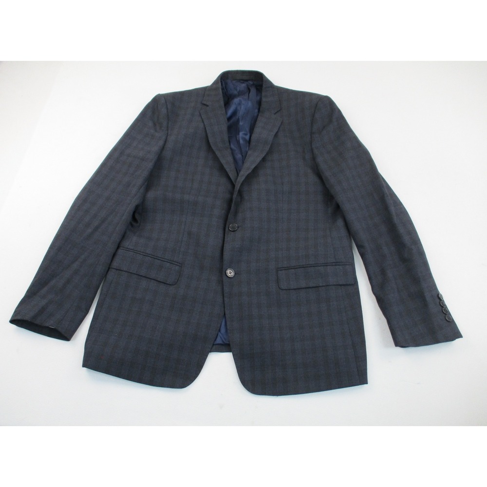 Versace Collection Blazer Men 42R Gray Plaid Two-Button Tailored Jacket